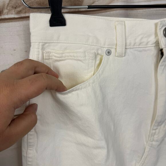 Madewell Tile White The Rilee Denim Front Slit Midi Skirt Size 27 - Picture 6 of 13